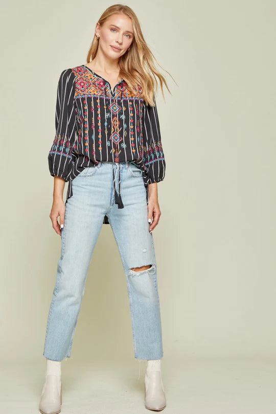 Savannah Jane Aztec Striped Top