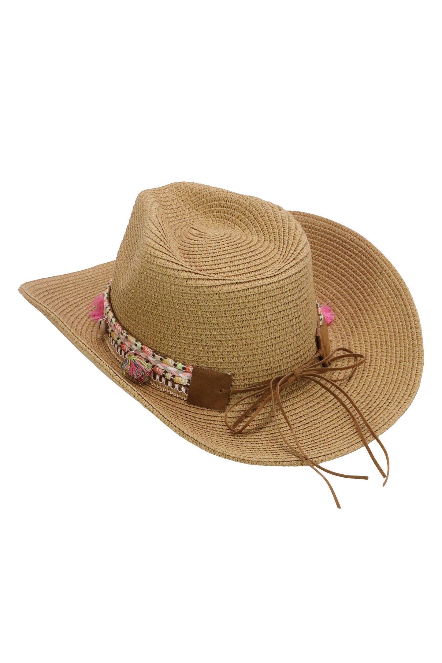 Pink Tassel Straw Coastal Cowgirl Hat