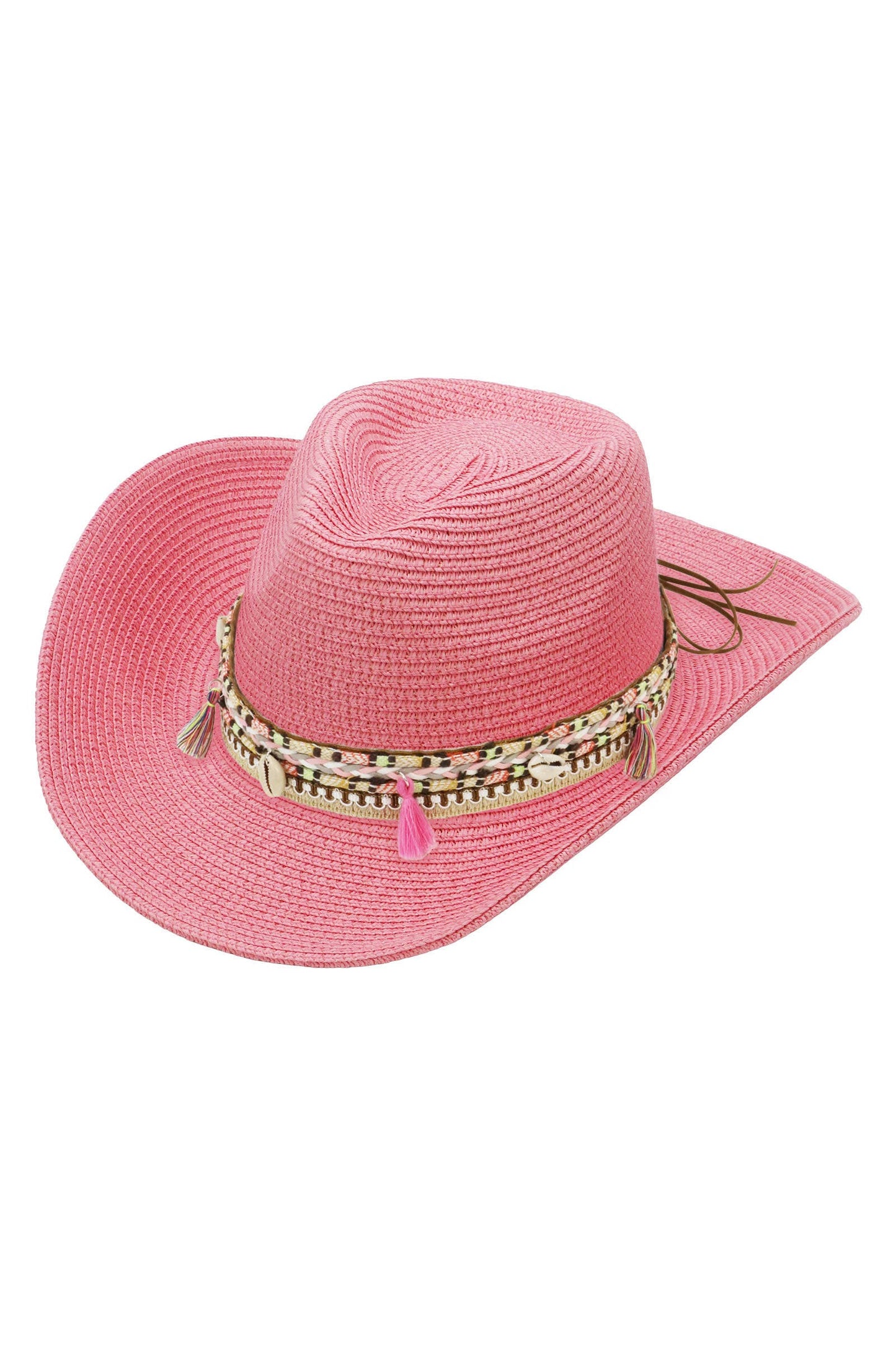 Pink Tassel Straw Coastal Cowgirl Hat