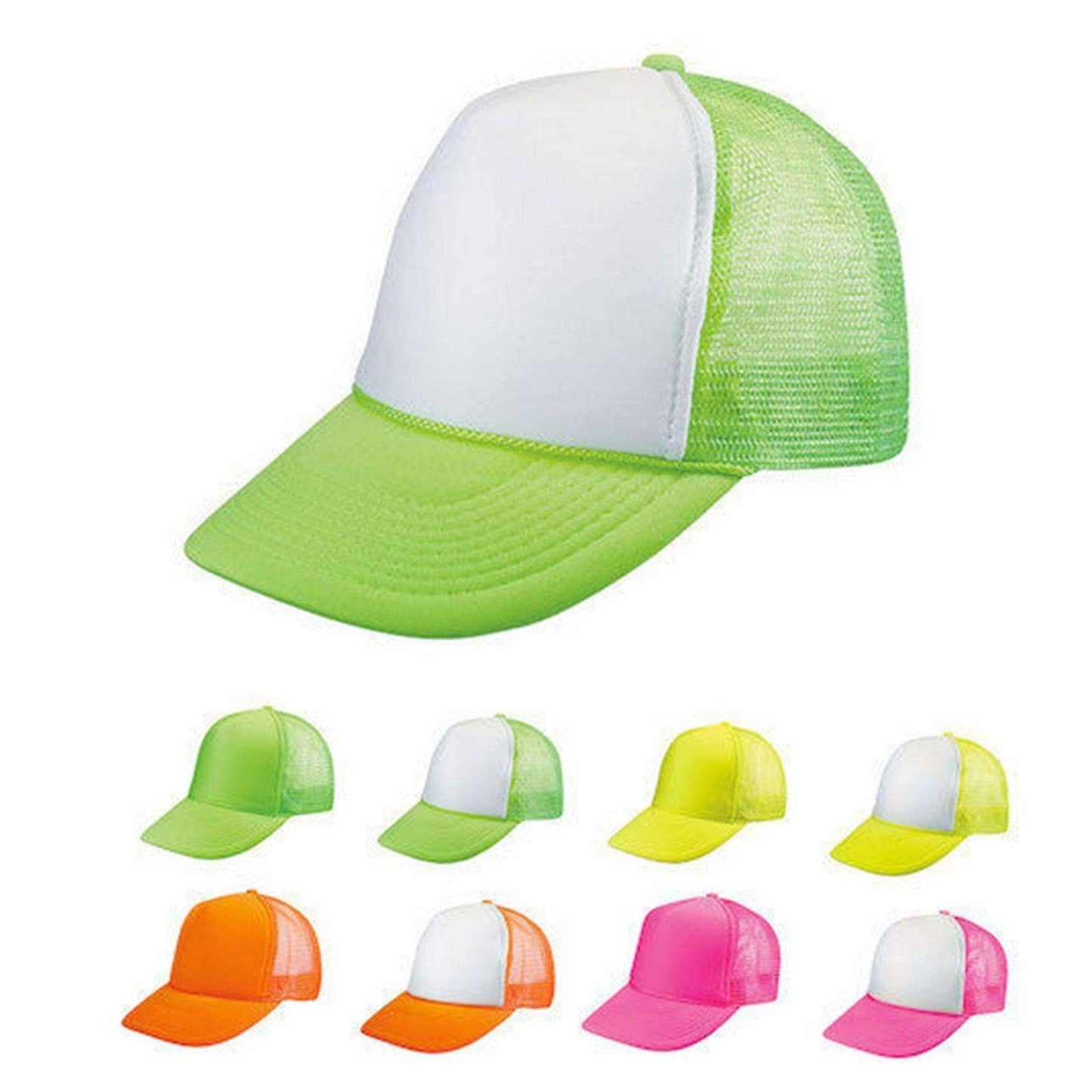 Nissun Neon Color Foam Mesh Trucker Hats Caps, Blank Two Tone Snapbacks